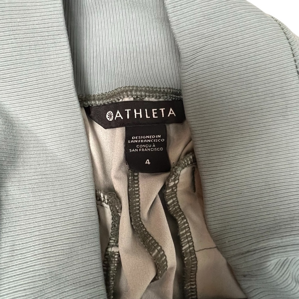 Athleta Women Nolita Tapered Leg Green Printed Jogger Crop Pants SZ 4 Tux Stripe - Picture 5 of 10